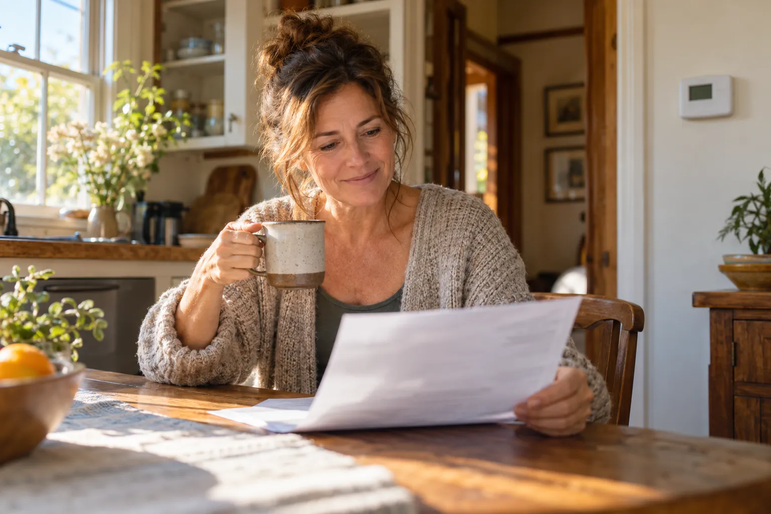 A homeowner reading an estimate at a kitchen table in the Philadelphia area